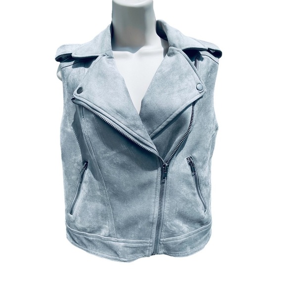 PHILOSOPHY Faux Suede Leather Vest Full Zip Silver Grey Gray size Small - Picture 9 of 10